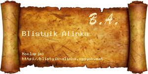 Blistyik Alinka névjegykártya